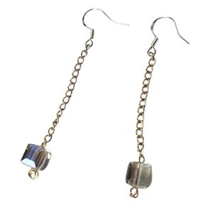 Austrian Cubic Crystal Glass Brass Chain Silver Plated Duster Earrings